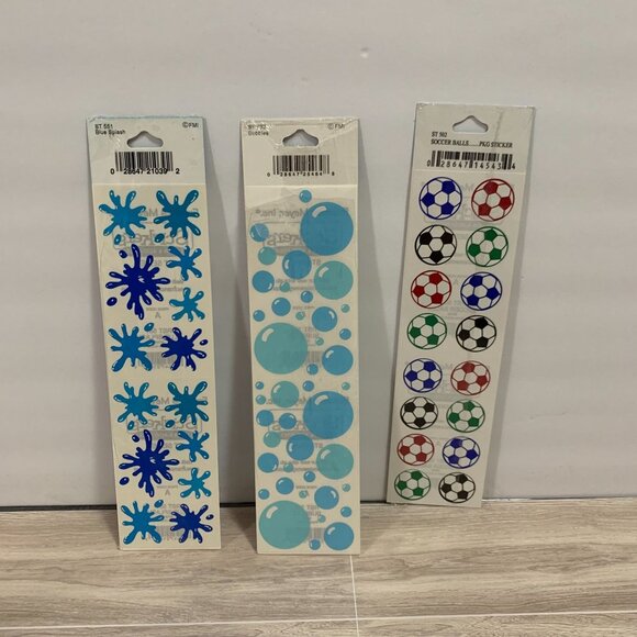 Vintage Frances Myers Sticker Sheets Blue Splash Soccer Ball Bubbles - Picture 5 of 6